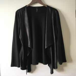 Black Leather Accent Drape Sweater